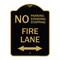 Signmission No Parking Standing or Stopping Fire Lane with Bidirectional Arrow, Black & Gold, BG-1824-23613 A-DES-BG-1824-23613 - alternate 1